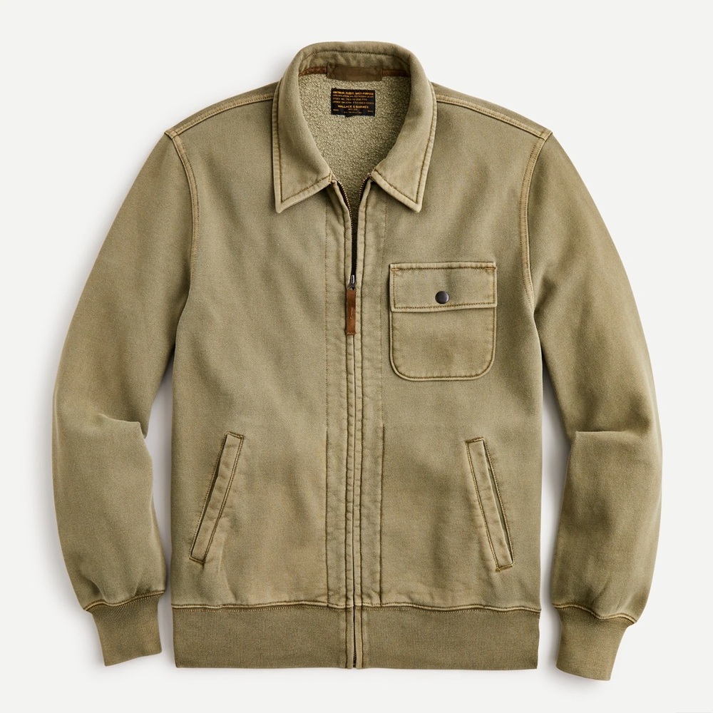 Wallace & Barnes J.Crew Heritage Fleece Deck Jacket Military Green Size Large